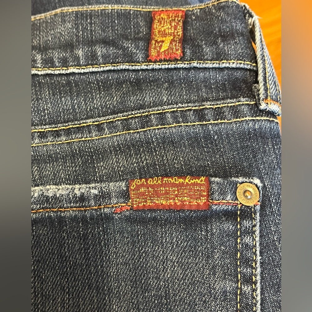 7 For All Mankind Low Rise Dark Blue Flare Bootcut Jeans size 27 - Picture 7 of 10